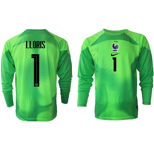 Fotbalové Dres Francie Hugo Lloris #1 Brankářské Venkovní MS 2022 Dlouhý Rukáv
